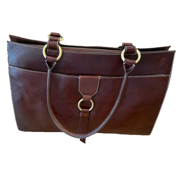 Franklin Covey Handbags - Vintage Franklin Covey Italian Leather Tote Bag Brown Work Organizer Purse